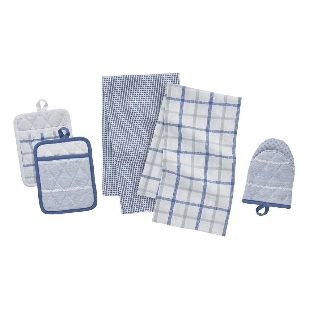 My Texas Sutton Pick Stitch 5-Piece Kitchen Set, Blue White - Walmart
